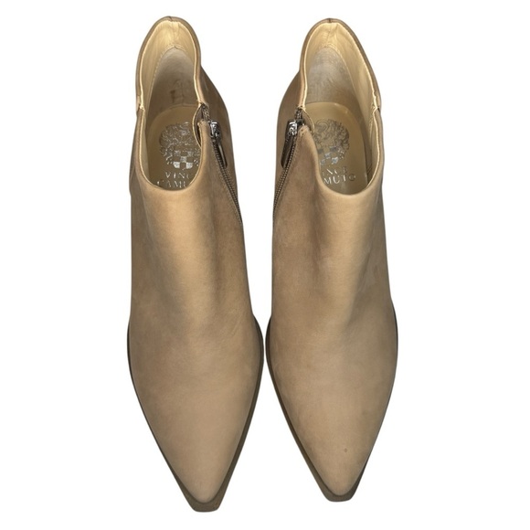 VINCE CAMUTO Geeanne Nubuck Leather Western Booties heeled boots shoes womens 8W - Picture 3 of 12